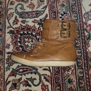 Brown Fuax Leather High Tops